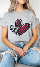 Plaid Heart Valentines Day Graphic Tee Kissed Apparel