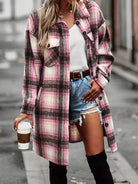 Plaid Long Cardigan Shirt Jacket H72DS3TP49 Casual Chic Boutique