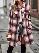 Plaid Long Cardigan Shirt Jacket H72DS3TP49 Casual Chic Boutique