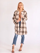 Plaid Long Cardigan Shirt Jacket H72DS3TP49 Casual Chic Boutique