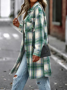 Plaid Long Cardigan Shirt Jacket H72DS3TP49 Casual Chic Boutique