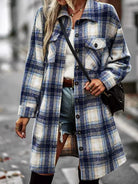 Plaid Long Cardigan Shirt Jacket H72DS3TP49 Casual Chic Boutique