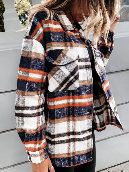 Plaid Long Sleeves Casual Coat HFLWWYLPL8 Casual Chic Boutique