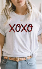 Plaid XOXO Valentines Day Graphic Tee Kissed Apparel