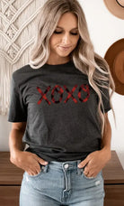 Plaid XOXO Valentines Day Graphic Tee Kissed Apparel