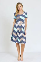 Plus Chevron Pleated Midi Dress EG fashion