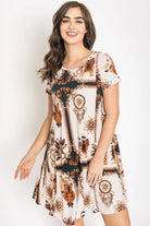 Plus Dream Catcher Print Shift Dress EG fashion