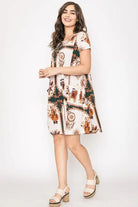 Plus Dream Catcher Print Shift Dress EG fashion