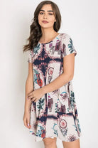 Plus Dream Catcher Print Shift Dress EG fashion