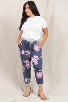 Plus Floral Drawstring Jogger EG fashion