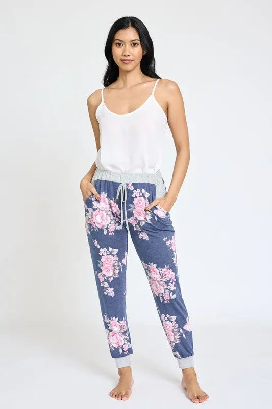 Plus Floral Drawstring Jogger EG fashion