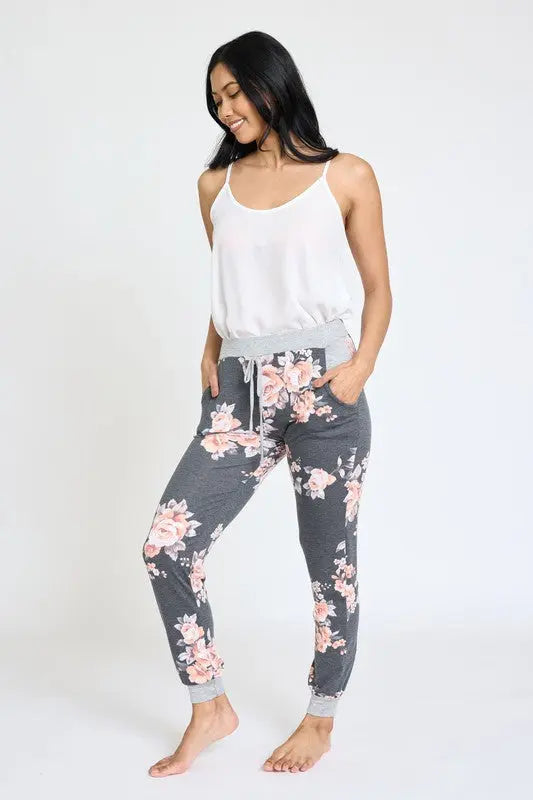 Plus Floral Drawstring Jogger EG fashion