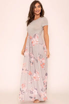 Plus Short Sleeve Floral Maxi Dress EG fashion