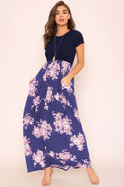 Plus Short Sleeve Floral Maxi Dress EG fashion