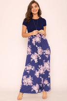 Plus Short Sleeve Floral Maxi Dress EG fashion