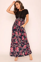 Plus Short Sleeve Floral Maxi Dress EG fashion