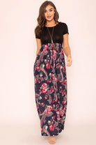 Plus Short Sleeve Floral Maxi Dress EG fashion