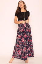 Plus Short Sleeve Floral Maxi Dress EG fashion