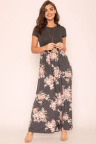 Plus Short Sleeve Floral Maxi Dress EG fashion