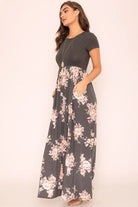 Plus Short Sleeve Floral Maxi Dress EG fashion