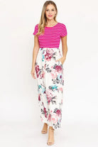 Plus Short Sleeve Floral Maxi Dress EG fashion