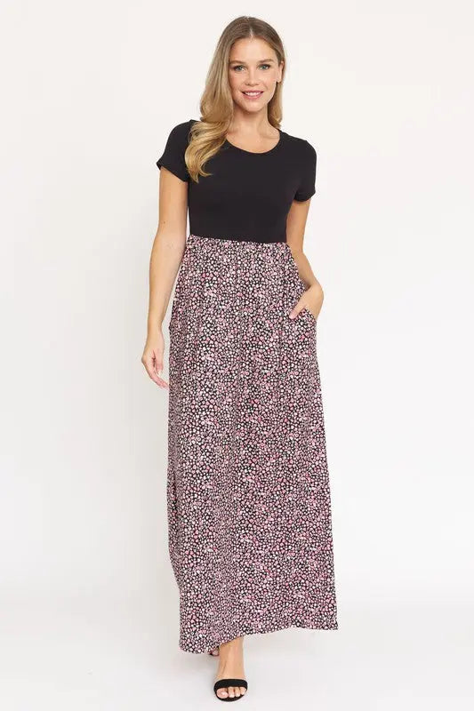 Plus Short Sleeve Floral Maxi Dress EG fashion