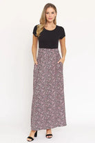 Plus Short Sleeve Floral Maxi Dress EG fashion