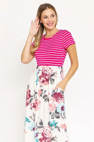 Plus Short Sleeve Floral Maxi Dress EG fashion