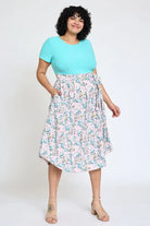 Plus Short Sleeve Floral Midi Dress EG fashion