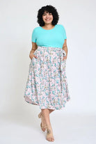 Plus Short Sleeve Floral Midi Dress EG fashion