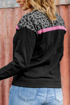 Plus Size Leopard Dropped Shoulder Sweatshirt Trendsi