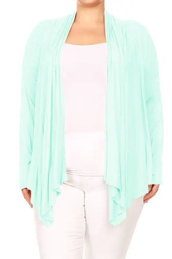 Plus size Open front draped Long sleeves cardigan Moa Collection