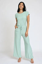 Spring Short Sleeve Jumpsuit W/Pocket EG fashion