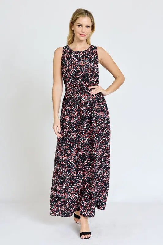 Polka Dot Blouson Maxi Dress EG fashion