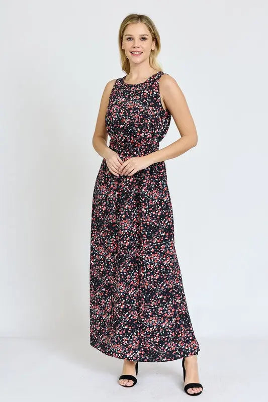 Polka Dot Blouson Maxi Dress EG fashion