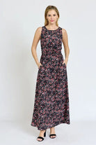 Polka Dot Blouson Maxi Dress EG fashion