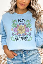 Pray Wait Trust Religious Floral Sweatshirt Cali Boutique