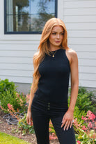 Previous Engagement Halter Neck Sweater Tank in Black Ave Shops