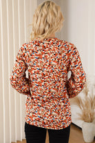 Printed Notched Balloon Sleeve Blouse Trendsi