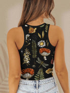 Printed Round Neck Wide Strap Tank Trendsi