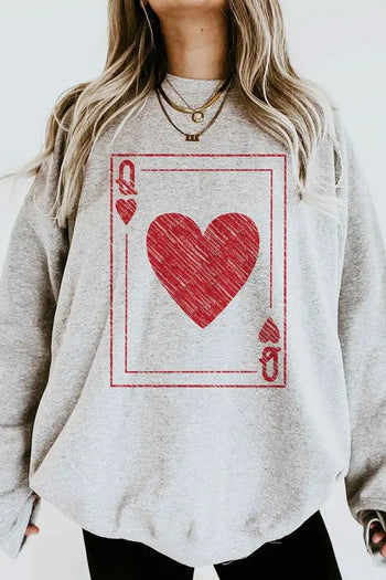 Queen Of Hearts Valentines Graphic Sweatshirt ALPHIA