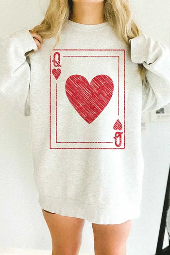 Queen Of Hearts Valentines Oversized Sweatshirt ALPHIA