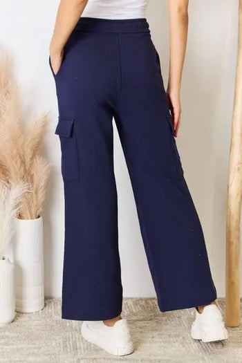 RISEN Drawstring Relaxed Cargo Wide Leg Pants Trendsi