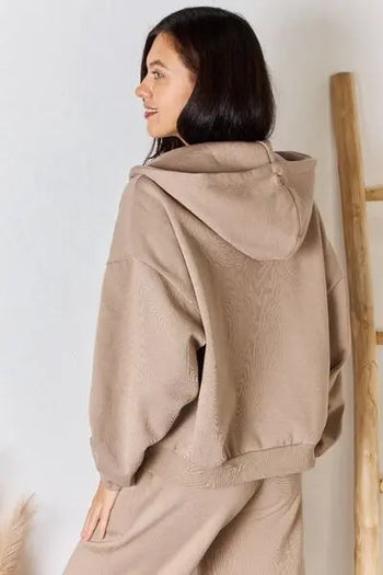 RISEN Oversized Zip Up Drawstring Hoodie Trendsi