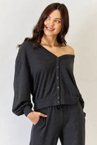 RISEN Ultra Soft  Button Up Long Sleeve Lounge Cardigan Trendsi