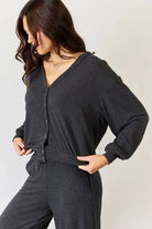 RISEN Ultra Soft  Button Up Long Sleeve Lounge Cardigan Trendsi