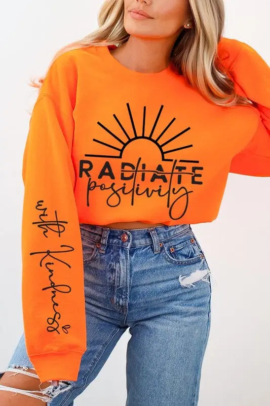 Radiate Positivity Graphic Fleece Sweatshirts Color Bear