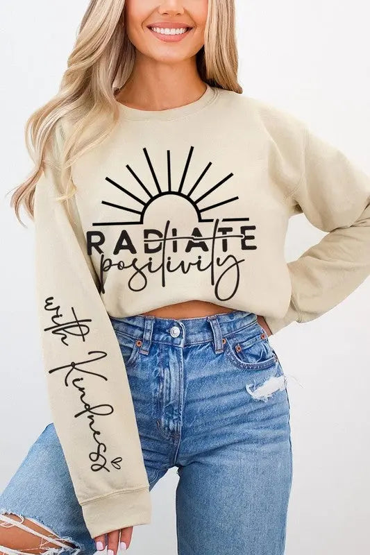 Radiate Positivity Graphic Fleece Sweatshirts Color Bear