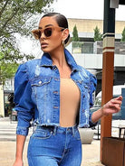 Ripped Edge Jacket Fashion Washed Denim Top HWWX6DPF23 Casual Chic Boutique