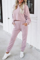 Round Neck Lantern Sleeve Top and Pocketed Pants Set Trendsi